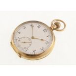 A 9ct open face pocket-watch with working 16 jewel movement & uncracked enamel dial,