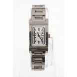 A stainless steel BULGARI Rettangolo quartz wristwatch numbered RT39S/L1712, working,
