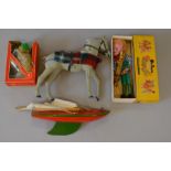 A mixed group of toys to include an unboxed 'Sindy' Horse, a boxed Pelham Puppet,