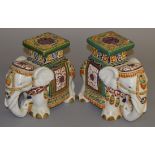 A pair of ceramic Elephant figures in Art Nouveau style.