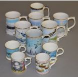 11 military related commemorative tankards including limited editions by Franklin Mint,