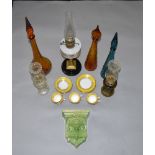 3 early 20th century oil lamps together with various retro style glass bottles etc (7)