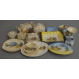 A mixed lot of Crinoline Lady design ceramics, varying manufacturers including Lancaster, Sadler,