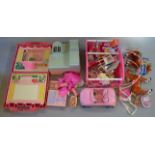 Two boxes of unboxed dolls accessories for Sindy, Barbie or similar dolls,