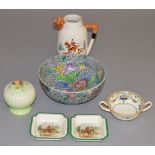 Mixed lot of ceramics including hunting,