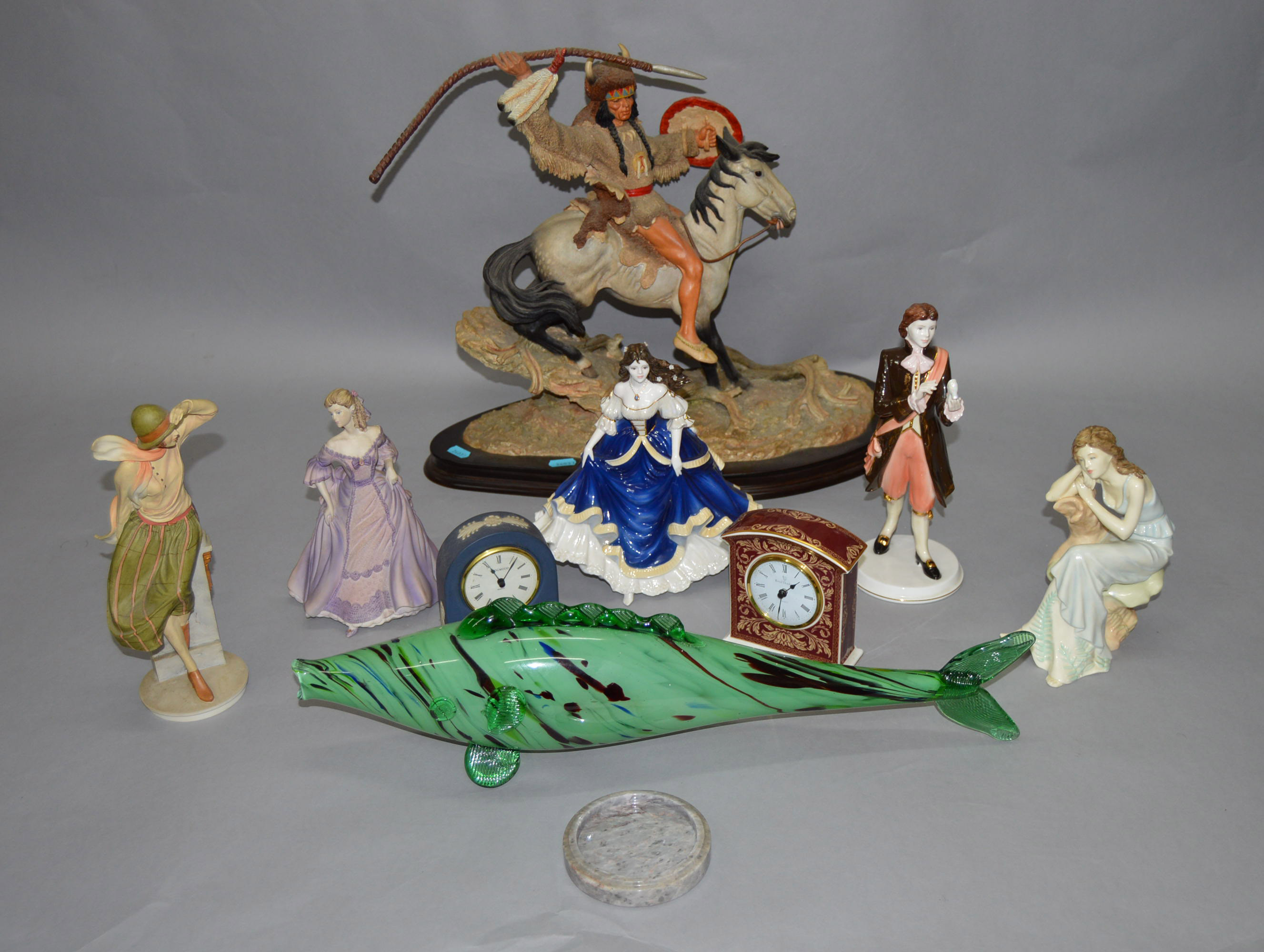 Mixed lot of ceramics including Royal Doulton and Coalport ladies,