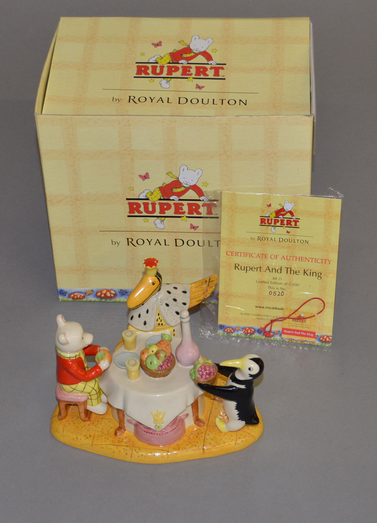 Royal Doulton Rupert limited edition figure group: Rupert and The King RB 21 0520/2000 boxed with