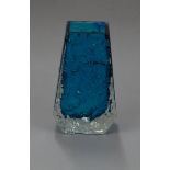 A Whitefriars kingfisher blue coffin vase by Geoffrey Baxter. 13cm tall.