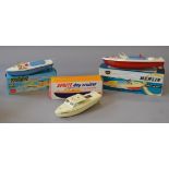Three boxed Sutcliffe tinplate model Boats, 'Tiger Clockwork Speed Boat',