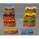 Seven boxed Tri-ang diecast models from their Mini Hi-Way Rally Car series, including 'Alpine',