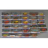 Thirty boxed Matchbox 'Dinky' diecast car and van models in 1:43 scale including DY-4 Ford E83W van