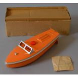 A boxed Sutcliffe tinplate Speedboat, 'Jane' in orange, VG/E.