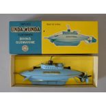 A boxed Sutcliffe tinplate Submarine, 'Unda-Wunda', a post 1976 version of this model in blue,