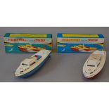 Two boxed Sutcliffe tinplate boats,