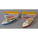 Two boxed Sutcliffe 'Victor Motor Torpedo' tinplate boats,