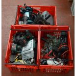 A quantity of assorted power tools including a Clarke Metalworker 6" Bench Grinder.