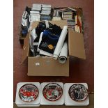 2 large boxes of music CDs etc. plus a box of modern football memorabilia.