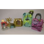 Mattel Masters of the Universe action figure play sets: Castle Grayskull; Snake Mountain; Slime Pit;