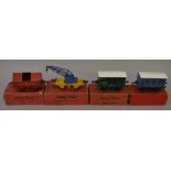 O gauge, Hornby: Crane Truck; Cement Wagon; No. 1 Milk Traffic Van, Southern; No.