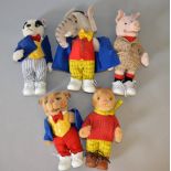 Steiff Rupert Bear Collection, five teddy bears,