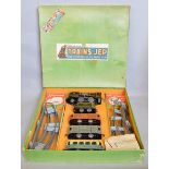 O gauge, JEP (France) clockwork train set, includes: black SNCF 2-4-0 locomotive with integral key,