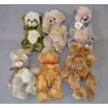 Five Charlie Bears teddy bears: Heather; Thumper; Clara; Rodley; Robbie.