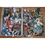 Large quantity of Hasbro/Takara Transformers and similar transforming toys.