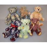 Six Dean's Rag Book teddy bears: Tinsel, ltd.ed. 79/200; Blueberry Muffin, ltd.ed.
