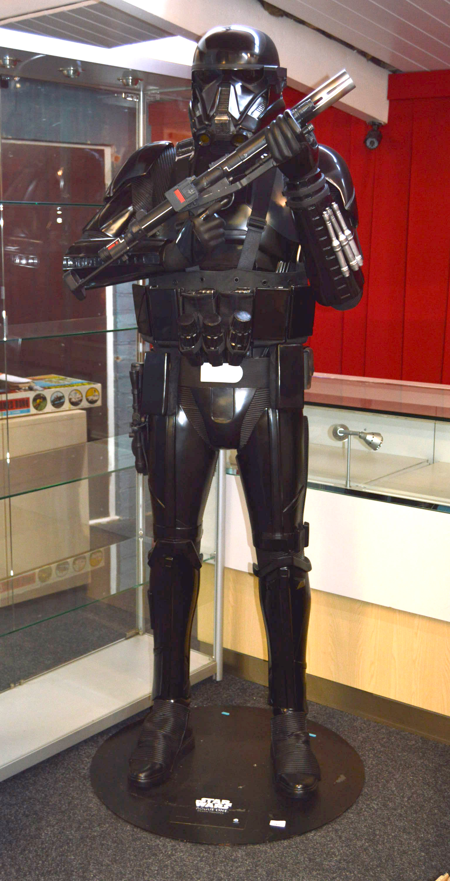 Anovos Star Wars Rogue One Death Trooper, approximately 2 metres tall.