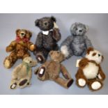 Six Dean's Rag Book teddy bears: Nocturne, ltd.ed. 13/70; The Colchester Panda, ltd.ed.