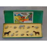 Britains Model Farm No. 121F set, comprising of 16 animals (horses, sheep and chickens).