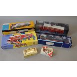 Four boxed 1:50 scale diecast model trucks by Corgi including AN14001 Volvo Tanker,