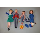 Four unboxed Pedigree dolls with period clothing, 2 x Sindy, Paul and Patch. Overall appear G/G+.