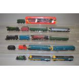 OO gauge. 11 x locomotives, includes steam engines and DMUs, by Hornby and similar.