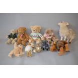 10 x assorted teddy bears by Steiff, Russ, Ganz and more,