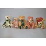 Five Hermann Teddy Bears: Annual Bear 2004 Hermina, ltd.ed. 212; Dusty, ltd.ed.