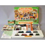 A mixed group of toys including a Hornby train set containing a GWR Tank Engine,