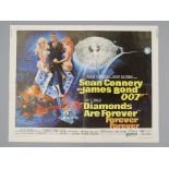 DIAMONDS ARE FOREVER 1971 James Bond folded original US half sheet film poster 22" x 28" starring