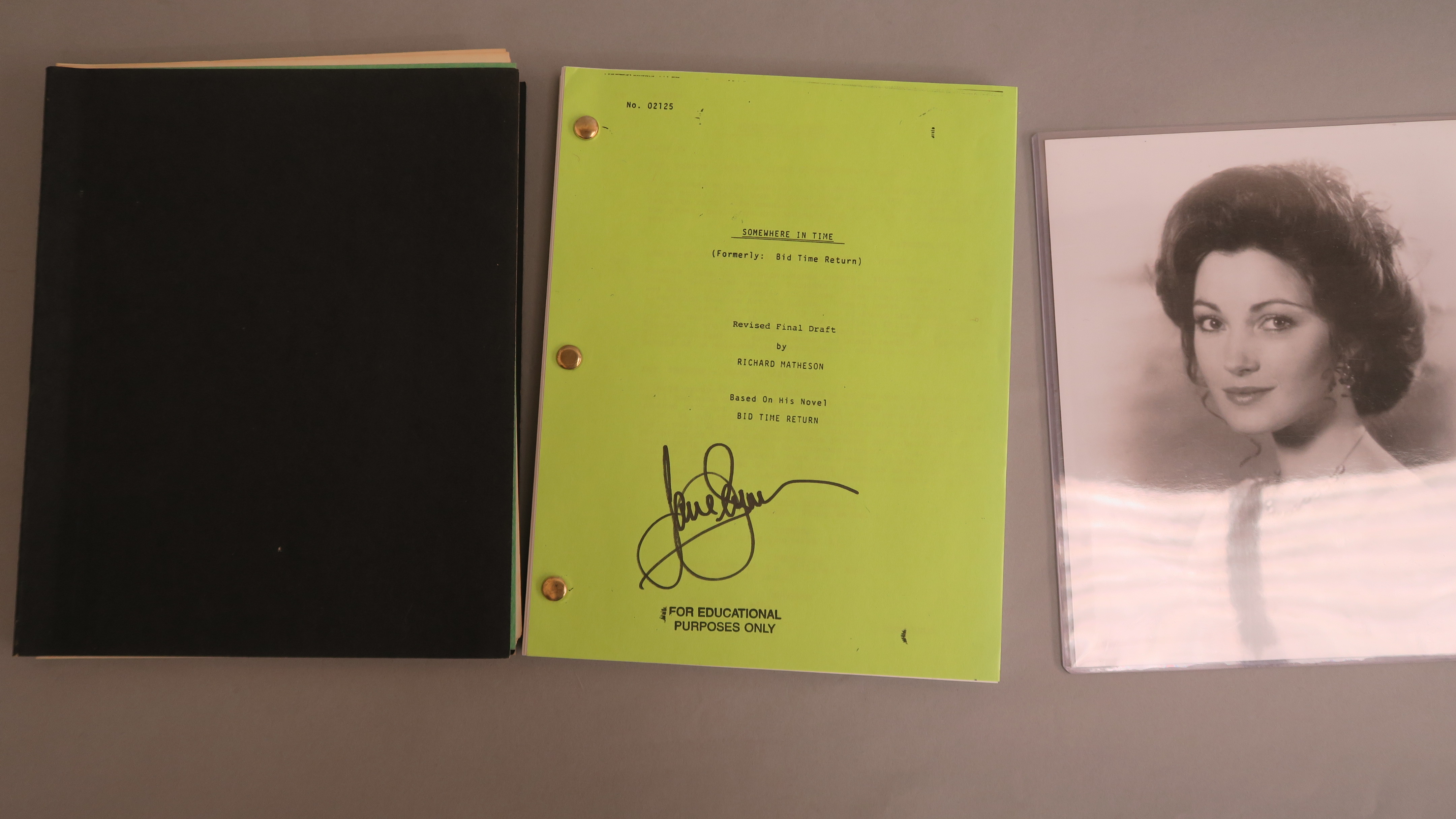 SOMEWHERE IN TIME copy script signed by Jane Seymour + COA plus Geniune studio used film script - Image 2 of 2