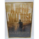 Gladiator (2000) signed US poster signed by Ridley Scott, Russell Crowe, and Joaquin Phoenix framed,