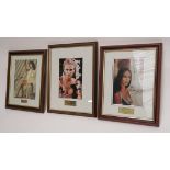 Three signed Bond girl photos including Barbara Bach (The Spy Who Loved Me) with COA,
