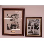 Two black & white signed photos of Bond Girls "Best Wishes Honor Blackman" (no COA) & "Love