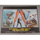 FOR YOUR EYES ONLY 1981 James Bond folded original British Quad film poster 30" x 40" starring