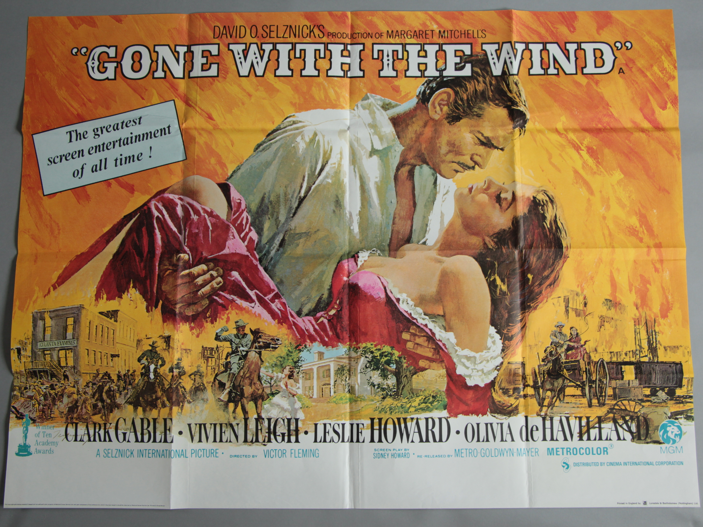 GONE WITH THE WIND (RR) British Quad film poster starring Clark Gable & Vivien Leigh with art by