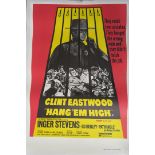 HANG EM HIGH linen backed UK double-crown film poster 20" x 30" starring Clint Eastwood printed by