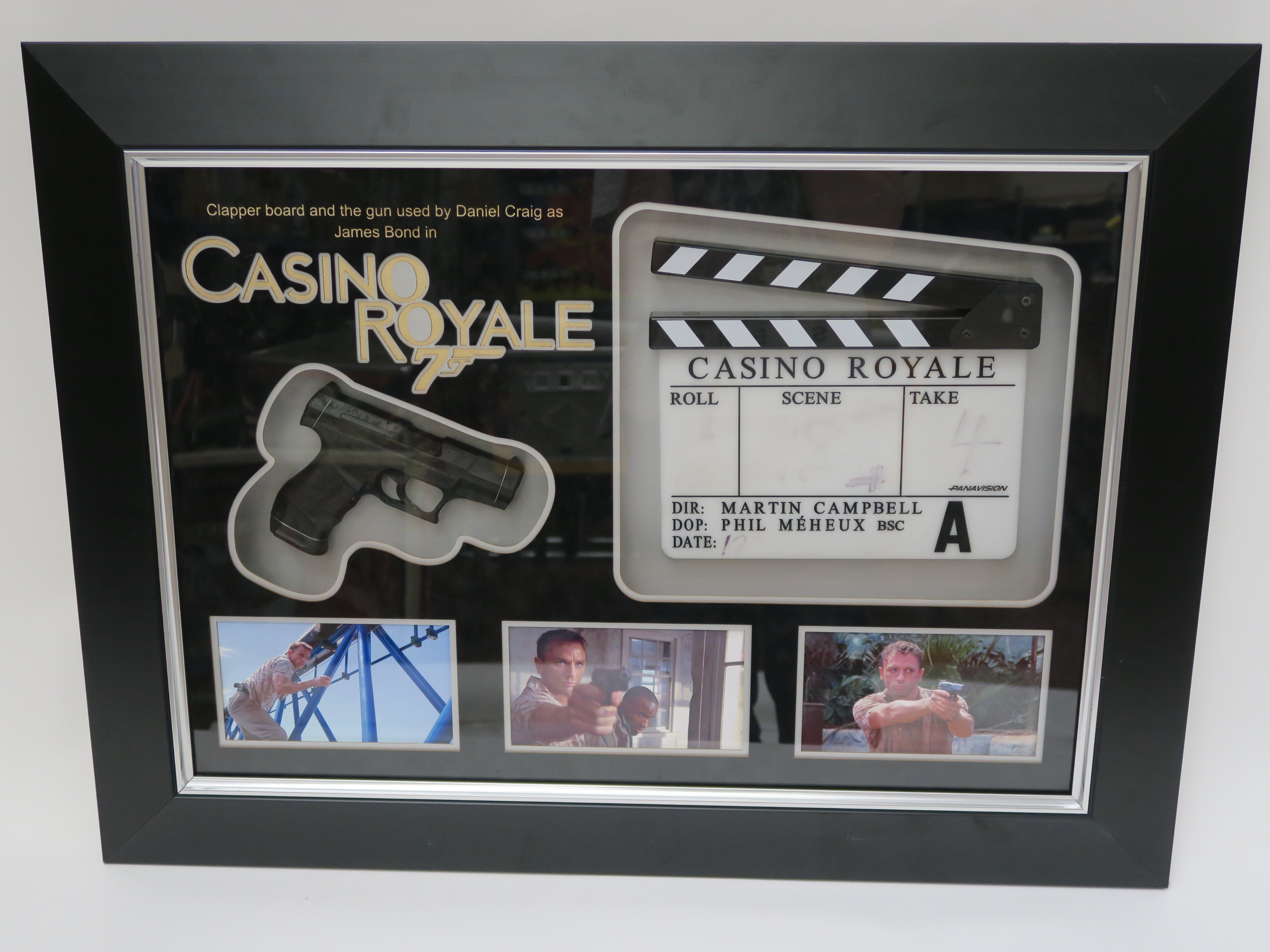 Casino Royale (2006) original prop Walther hand gun used by Daniel Craig as James Bond plus clapper