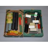 Model Railway: 2 trays of 'O' gauge coaches and accessories incluing Bowman,