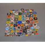 A small lot of mid-late 20th century pin badges mostly pop music related including The Beatles,