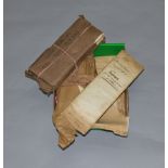 2 Trays of indentures and historical documents including 18th and 19th century examples.