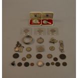 A mixed lot of silver and coinage including Isle of Man sets, bracelets, Victorian crowns etc.